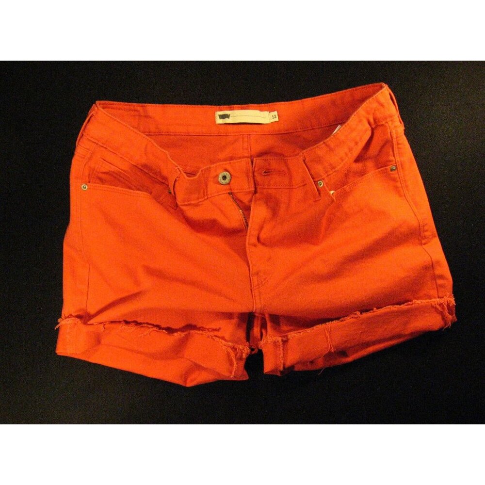 LEVIS 515 CUTOFF JEAN SHORTS Cut Off Tag 12 W 33 Denim Red Tab Daisy Duke Orange